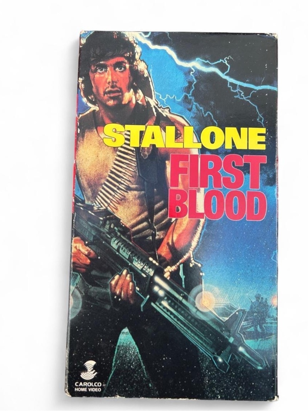 Vintage First Blood VHS Tape Carolco Home Video Stallone Action Movie 1980s